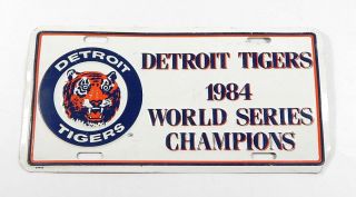 Vintage 1984 Detroit Tigers World Series Champions Metal License Plate