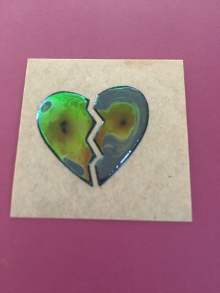 Vtg Mystiks Sticker Broken Heart Oilies Color Changing Swirl Liquid Crystals