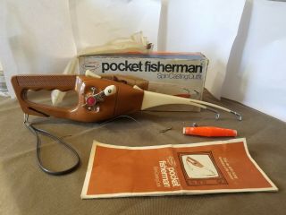 Vintage Popeil Pocket Fisherman 1972 With Bobber,  Bag And Paperwork