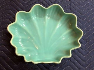 Catalina Pottery Low Shell Bowl Vintage Gladding Mcbean Green