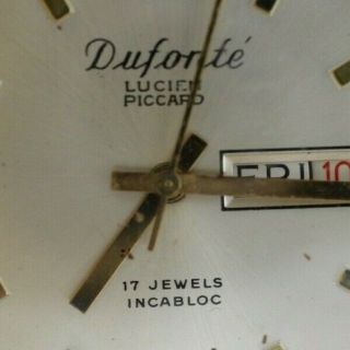 Vintage Dufonte Lucien Piccard Pocket Watch 17 Jewels Incabloc 8s Day Date 3