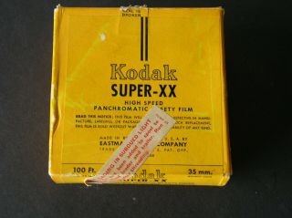 35 Mm Kodak Xx High Speed Panchromatic Safety Film 100ft.