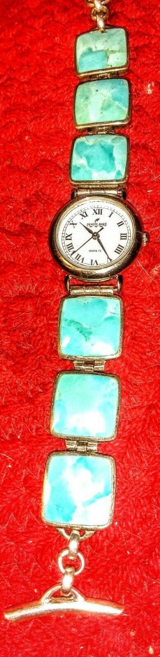 Vintage " Peyote Bird " Santa Fe,  Sterling & Turquoise Watch