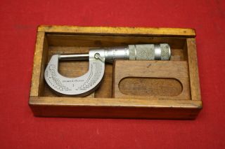 Vintage Brown & Sharpe 1 " Micrometer.  0001 Carbide Faces No.  1