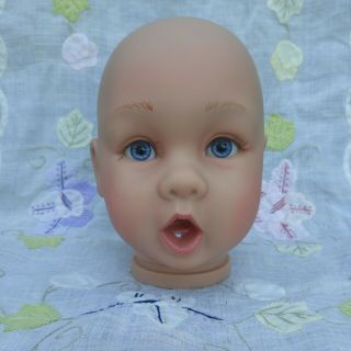 Vtg 1995 Pat Secrist Doll Head " Oh My " 22 Mm Open Mouth Tooth Blue Eyes Lashes