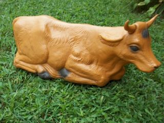 Vintage Christmas Nativity Kneeling Cow Blow Molded Outdoor Decor Lighted
