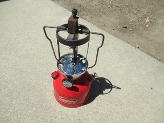 Vtg 1976 Coleman Gas Red Camping Lantern Fine 4 Parts 200a
