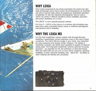 LEICA M5 Brochure English 110 - 87d Canada ed.  Fresh 3