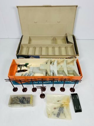 Vintage Aurora Tjet 1449 Pit Kit Carrying Case Ho Slot Car With Spare Parts