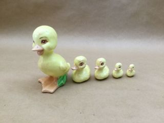 Set Of 5 Vintage Porcelain Duck Ducklings Figurines Collectible Baby Duck Set