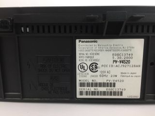 Panasonic PV - V4520 Omnivision VCR VHS Video Cassette Player 4 Head,  Remote 3