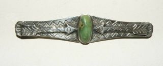 Vintage Southwestern Sterling Silver & Turquoise Two Arrows Pin Brooch