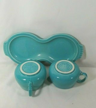 Vintage Fiesta Cream And Sugar Set in Turquoise 3