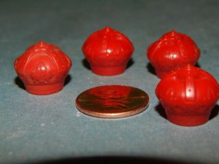 4 Vintage Red Crown Plastic Valve Caps,  Car,  Truck,  Bike