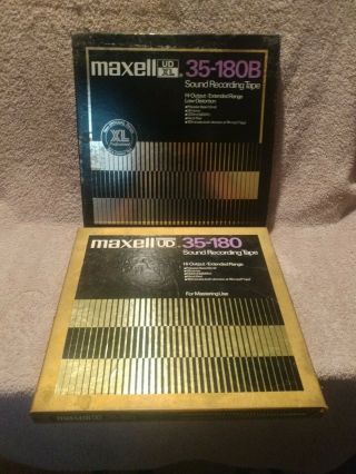 2 Maxell " Ud " 35 - 180 10.  5 " Reel - To - Reel Sound Recording Tape Metal Reel