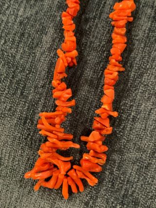 Vintage Natural Red Coral Branch Graduated Necklace 18 " Exc