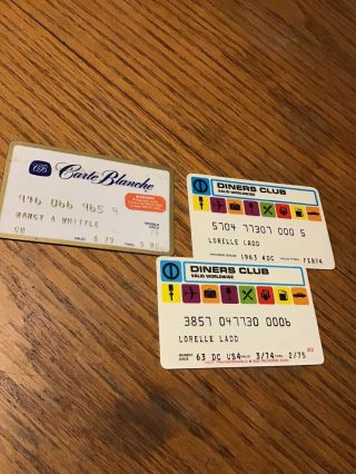 Vintage 2 Diners Club Credit Cards - Expired 1974,  75 And Carte Blanche 1980