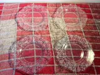Cambridge Rose Point Crystal 3500 Salad Plate 8 1/2” Set Of 4 Vtg Elegant Glass
