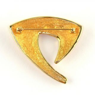 VTG Couture Christian Dior Modern Abstract Brushed Gold Tone Rhinestone Brooch 5