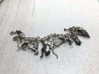 Vintage Sterling Silver Animals Charms 7.  25” Bracelet (37.  8g) 3