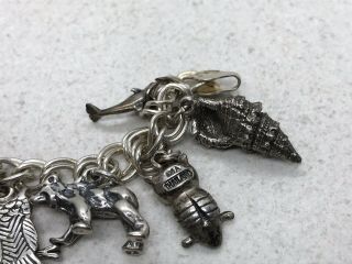 Vintage Sterling Silver Animals Charms 7.  25” Bracelet (37.  8g) 5