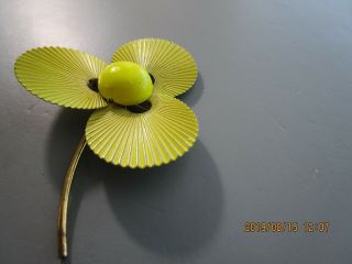Vintage Yellow Enamel Metal Flower Brooch/Pin Pretty 2