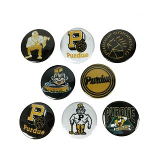 Vintage Inspired Purdue University Boilermakers Pin - Back Button Set Of 8 1 1/4 "