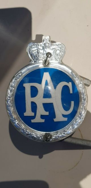 Vintage 1960s Royal Automobile Club Badge - Rac Classic Car Grille Emblem,  Fixings