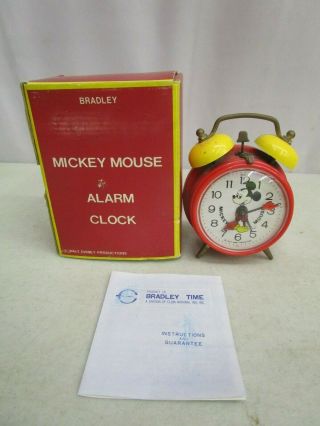 Vintage Bradley Time/walt Disney Mickey Mouse Alarm Clock T6701