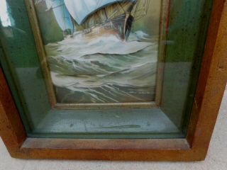 Vintage 3D Sailboat Sail Boat Ship Picture Shadow Box Nautical Framed 2