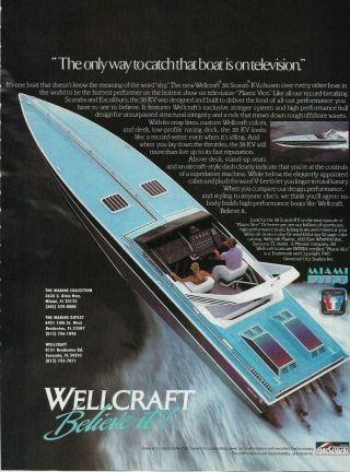 1986 Miami Vice Wellcraft 38 Scarab Kv Vintage Color Print Ad