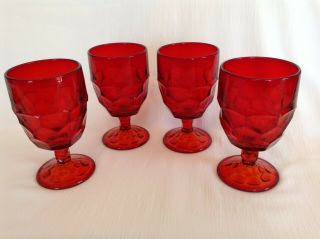 (4) Vintage Royal Ruby Red Goblets