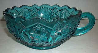 Vtg L.  E.  Smith Pressed Glass Quintec Heritage Blue Nappy Bowl 6 1/2 " W X 2 1/2 " T
