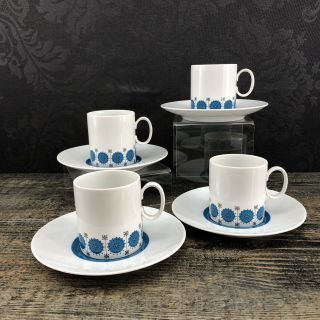 Thomas Bavaria Vintage Mid Century Porcelain Set Of 4 Demitasse Cup & Saucer
