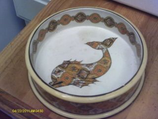 Vintage Mottahedeh Fish Bowl Gold & Cream Porcelain Italy 9 X 2 3/4 Inches