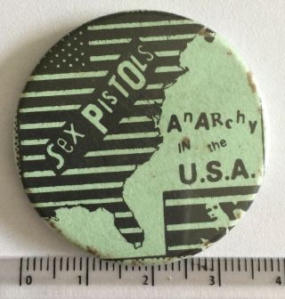 Vtg Og 38mm Sex Pistols Anarchy In The Usa 1970s Punk Pin Badge