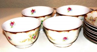 Vintage Harmony House 4 Cups & 7 Saucers,  Pattern Wembley,  Japan,  1950 