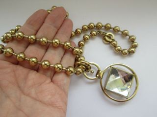 Vintage Dyrberg/kern Gold Crystal Glass Pendant Statement Designer Necklace