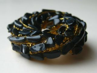 Vintage Panetta Blue Stone Gold Designer Wreath Brooch Pin Costume Jewelry 3