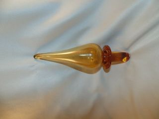 Vintage Amber Glass Stopper For Mcm Genie Bottle 7 1/2 " Tall Hand Blown