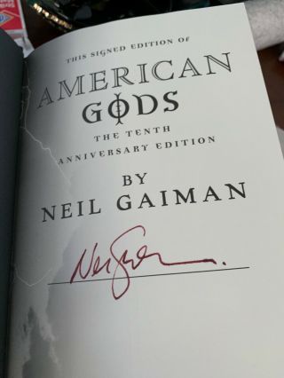 Signed American Gods By Neil Gaiman (2011,  Hardcover,  Anniversary)