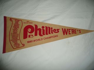 Vintage 1980 Philadelphia Phillies World Series Champions Pennant 12 " X 30 "