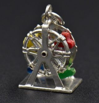 Vintage Ferris Wheel Sterling Silver Charm Spinning 3d Moves 925 Carnival Ride