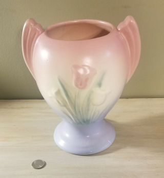 Vintage Hull Pottery Sueno Tulip Pink Blue Double Handled Vase 111 - 33 - 6 Planter