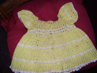 Vintage Antique Handmade Crocheted Baby Dress Doll Clothes Handmade