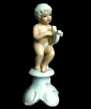 Vintage Old Porcelain Angel Figurine Lovely Cute Child Made In Korean 15cm