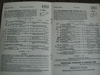 vintage Sandown park horse racing programme 5