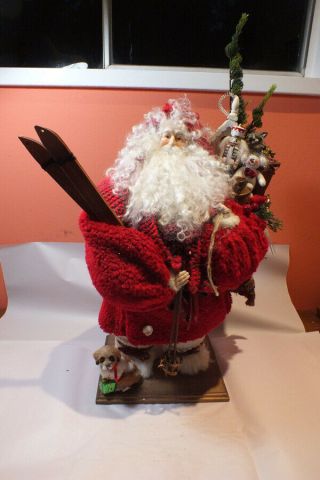Vintage Lynn Haney Traditional Santa Claus Figure With Toy Sack Christmas Tree