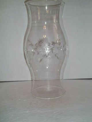 Vintage Open Ends Etched Glass Hurricane Candle Globe Chimney Elegant 11.  5 "