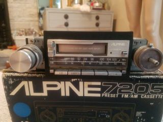 Alpine 7205 Car Radio Tuner/Cassette Tape Player W/Box 20 Watts per 4 Channel 2